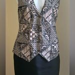 Effeci Vintage Creations Beige & Black Embroidery Button Vest SZ M Tie In Back Size M Photo 1