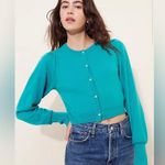 Free People  Teal Pearl Cashmere Cardigan Photo 0