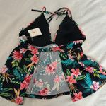 Shade & Shore Black tropical Halter Tankini Top sz 36B push-up NWT Photo 1