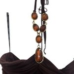 XOXO Vintage RARE chocolate brown jeweled halter maxi dress - medium Photo 1