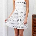 Lovers + Friends Forget Me Not Dress Ivory Crochet Lace Open Cut-Out Back Skater Photo 4