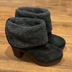 Eric Michael  Boots Womens 6 Faux Fur Fold Over Black Suede Wood Heel Size 36 Photo 3