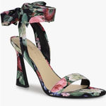 Nine West NEW  Kobs Ankle Tie Sandal Black Floral Multi Size 7 Photo 0