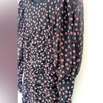 ZARA  Puff Sleeve Black Sheer Mesh Pink Floral Ruched Dress Size M NWT Photo 8