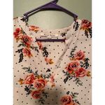 Black Rainn  Floral Polka Dot 3/4 Sleeve V Neck Top Size Medium NWOT Photo 6