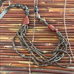 Coldwater Creek  Red and Brown Multi-Strand Seed Bead Necklace Photo 3