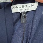 Halston Heritage NWT  Sleeveless High Neck Fitted Ruching Dress Gown Navy 8 Photo 14