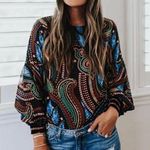 VICI NWOT Boho Paisley Lantern Sleeve Blouse M Photo 0