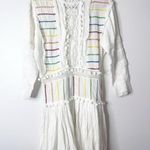 Place Nationale Embroidered Mini Dress with Pom Pom size 2 White Size M Photo 0