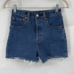 Levi's Premium Denim Ribcage Jean Shorts Women 24 Blue Button Fly Preppy Western Photo 0