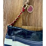 Tommy Hilfiger Navy Blue, Cream Canvas, Chain Shoulder Bag, Gold Tone EUC Photo 5