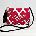 Brighton Love Dove Canvas Leather Tassel Red Bird Pouch Crossbody Bag  Photo 0