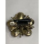 Vintage Brown/Orange Rhinestone Bronze Brooch Pin Floral Aurora Borealis READ Brown Photo 2