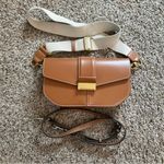 ZARA  tan faux vegan leather boxy retro 60s inspired crossbody clutch bag Photo 1