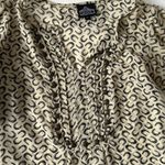 Angie  Women Cream Black Short Sleeve Equestrian Brass Stud‎ Top Horse Small Photo 2