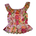 LC Lauren Conrad Print Smocked Ruffle Tank Photo 6