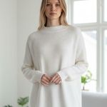 Abercrombie & Fitch NWOT Mock Neck Sweater Knit Dress L Large White Photo 1