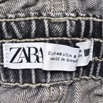 ZARA Women's Gray High Waisted Raw Hem Frayed Paperbag Denim Jean Shorts Size 8 Photo 3