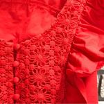 Free People Half Moon Ruffle Mini Dress Fit Flare Red Orange Small Valentines Photo 4