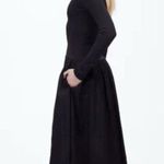 Madewell $198 Bubble-Hem Midi Dress Long Sleeve Scoop Back Black Size 14 NT743 Photo 2