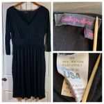 Fresh Produce  Black 3/4 Sleeve Midi Dress L USA Boho Minimalist Soft‎ Stretch Photo 13