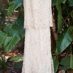 Soulmates Cream Lace embroidered Maxi Skirt handmade XLARGE BEIGE Photo 3