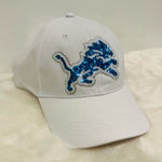 NFL Detroit Lions hat! White baseball cap with glitter sequin lions logo!! Photo 0