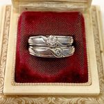 Vintage 10k White Gold Diamond Band Wedding Set Sz 7.25 & 7.5 BOX NOT INCLUDED Photo 0