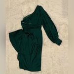 Mac Duggal NWOT IEENA SATIN ONE SLEEVED COCKTAIL DRESS Emerald Green Size 0 Photo 9