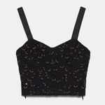 ZARA black beaded & sequins cropped cami top women's size small Photo 0