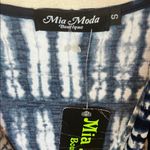 Blue and White Rain Cowl Neck Dress Photo 4