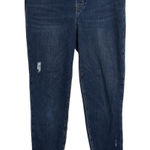 Spanx  Jeans Womens Medium Dark Wash Distressed Skinny High Rise Pull On Raw Hem Photo 0