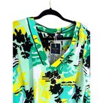 Kaari Blue Curvy Blouse Women’s 2X Long Sleeve Bell Sleeve Tunic Floral Beachy Photo 2