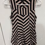 Monteau  Black and Tan Stripped Peplum Tank Top Photo 0