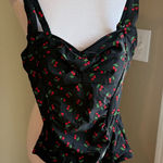 Cherry Print Black Swimsuit Photo 0