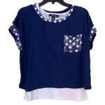 Style & Co . Stars Navy & White Layered Top Size PL Photo 0