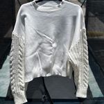 ZARA Knit Sweater Women’s Medium Oversized Off-white Cream Cable Knit Sleeve Photo 9