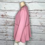 Torrid  3 Dusty Rose - Floral Crochet Lace Ruffle Waist Thermal Waffle Knit Top Photo 2