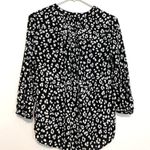 NYDJ  NOT YOUR DAUGHTERS JEANS Pintuck Blouse 3/4 Sleeve Pleatback Black White Photo 11