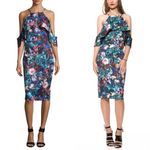 Alexia Admor women’s emerald blue floral cold shoulder dress size XS extra small Photo 2