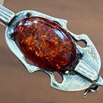Sterling Silver Vintage  Amber Miniature Violin Pin Brooch Photo 9