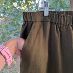 Quince Women's Dark Green Cropped Wide Leg Pull On Pants 100% Linen Size XL Photo 2