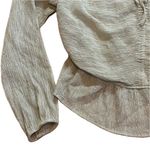 Celebrity Pink Green XXL Peplum Long Sleeve Tie Front Elastic Waist Blouse Top Photo 2