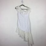 Majorelle  White Lace  Midi Dress Small One Shoulder Asymmetric Ruffle Bridal Photo 3