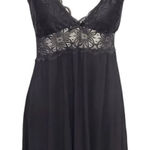 Osvtni Black Floral Lace Chemise Babydoll Size L Lingerie Scalloped Full Slip Size L Photo 0