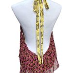 ZARA  Leaves and Geometric Shapes Halter Top Pink Yellow Green Orange Size Large Photo 1