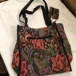 1980s Vintage Floral tapestry tote shoulder hand bag purse matching wallet bag #cottagecore #boho Approx 12” wide x 13” tall x 5” deep Multi Photo 1