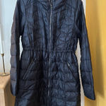 Athleta  Hooded Parka Quilted Goose Down Puffer Coat Winter Jacket Black Size L Photo 0