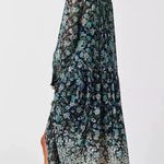 Free People Bohemian See it through Maxi Dress Twilight Floral Small Retro 70s Photo 2