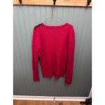LRL Lauren Jeans Co. Red Ribbed Knit Sweater with Button Detail Photo 4